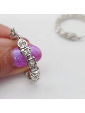 Silver-Tone Hoop Earrings With Clear Crystal Accents